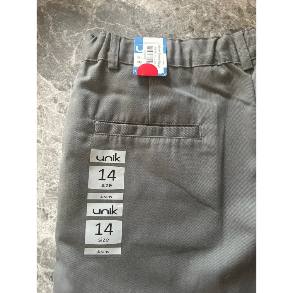 Unik Boys Gray Size 14 Uniform Shorts 10.75